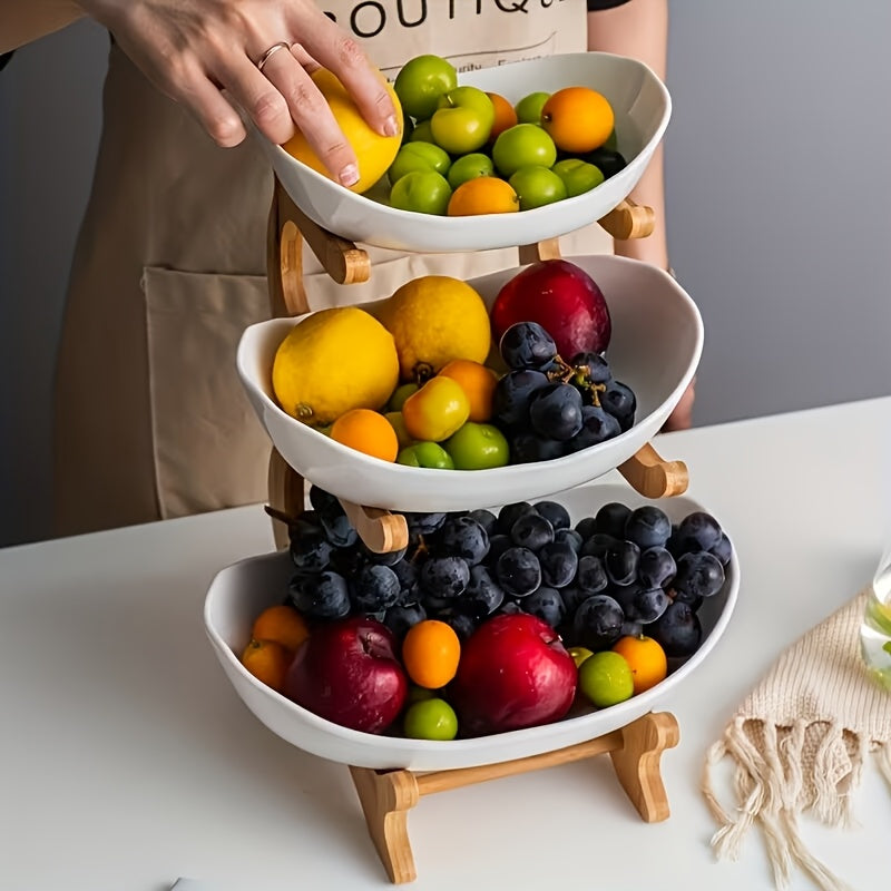 Fast Shipping, 1-Tier / 3-Tier Fruit Tray Stand, Kitchen Counter Storage Rack, Space-Saving Multi-Layer Fruit Vegetable Bowl, Suitable for Dining Table Pantry Cafe, Modern Wave Design Stylish Home Essential for Daily Cooking