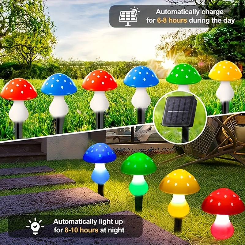 太阳能蘑菇灯户外花园装饰灯 支持调光，8LED蘑菇户外配件，8种模式太阳能圣诞装饰草坪灯，光源感应设计，适用于露营、庭院、花园、景观美化、后院及小径装饰