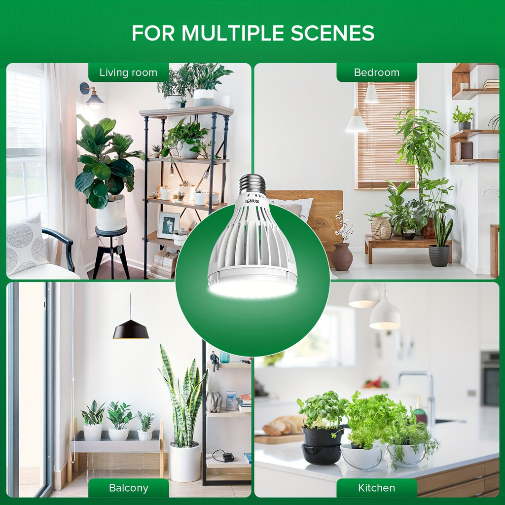 SANSI 30W 3000 Lumens LED Grow Light Bulb, PAR25 Full Spectrum with Optical Lens High PPFD, 5000K Daylight, 25,000 Hours Lifespan Indoor Plant Lighting