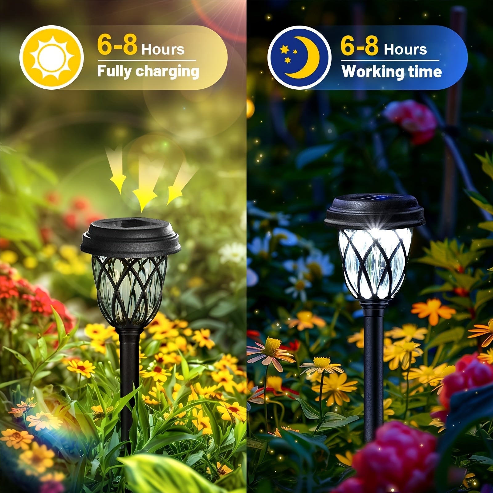 6/10 Pack Solar LED Garden Ground Insert Light - IP44 Waterproof, Creative Cross Grid Design, Durable Polypropylene Material, Easy to Install, Suitable for Garden, Courtyard, Patio, Outdoor and Landscape Lighting