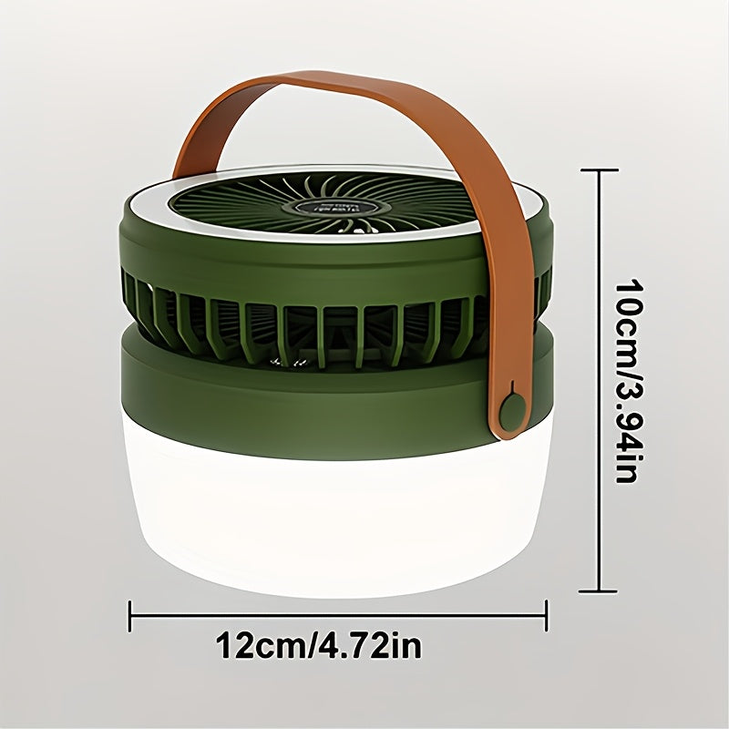 3000mAh Solar Camping Fan, Outdoor Fan with Solar Panel, Portable LED Light Fan, Handheld & Hanging Mini Fan, USB Rechargeable Quiet Fan with Emergency Power Bank, Ideal for Camping Picnic Barbecue Fishing, Supports Phone Charging