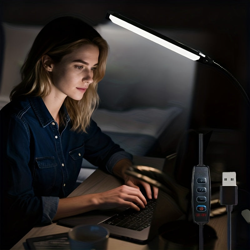 1pc USB metal stand clip desk lamp, photography fill light, adjustable height, three-color light adjustable, 360-degree metal flexible hose freely bendable, 96 LED beads, fill light clip lamp, reading light, desk lamp, night light