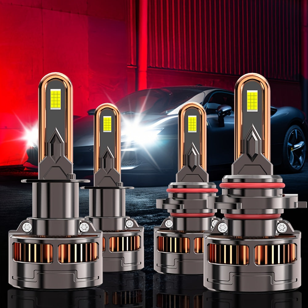 4-Pack, 2Pcs 9005 + 2Pcs H11, H4 Car LED Headlights, H7 LED Bulbs, 120,000 Lumens, Low/High Beam, H1, H4/9003/HB2, H7/H18, H8/H9/H11/H16, 9005/HB3, 9006/HB4, 9012/HIR2, 12V/24V, with External Driver, No Battery Needed