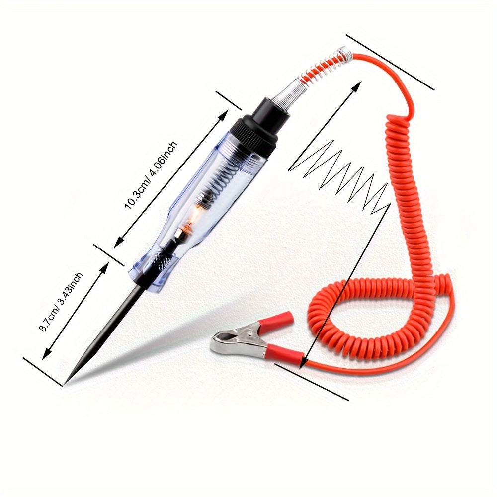 1 Car Truck Motorcycle Circuit Tester, DC 6V 12V 24V Probe Light System Test - Auto Current & Voltage Test Pen, Electrical Tester with Long Probe Pen & Bulb Display - Compact Design & Clip for Easy Use - Great for Auto & Motorcycle