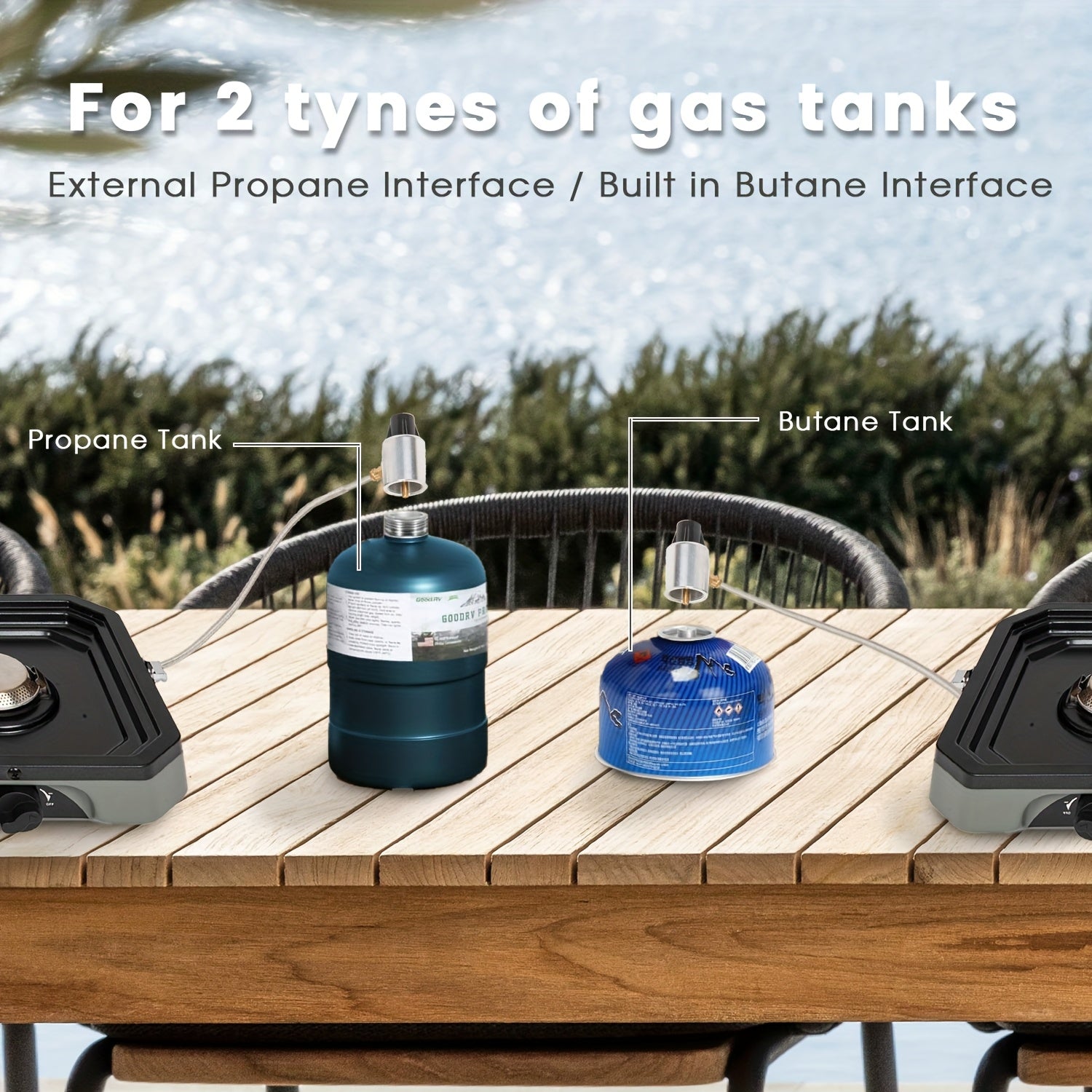 Dual-Burner 17,000 BTU Propane Camping Stove, Portable Folding Gas Cooktop with Adjustable Flame Control & Piezo Ignition, Includes Carry Bag & Griddle, Ideal for Camping, BBQ, Tailgating
