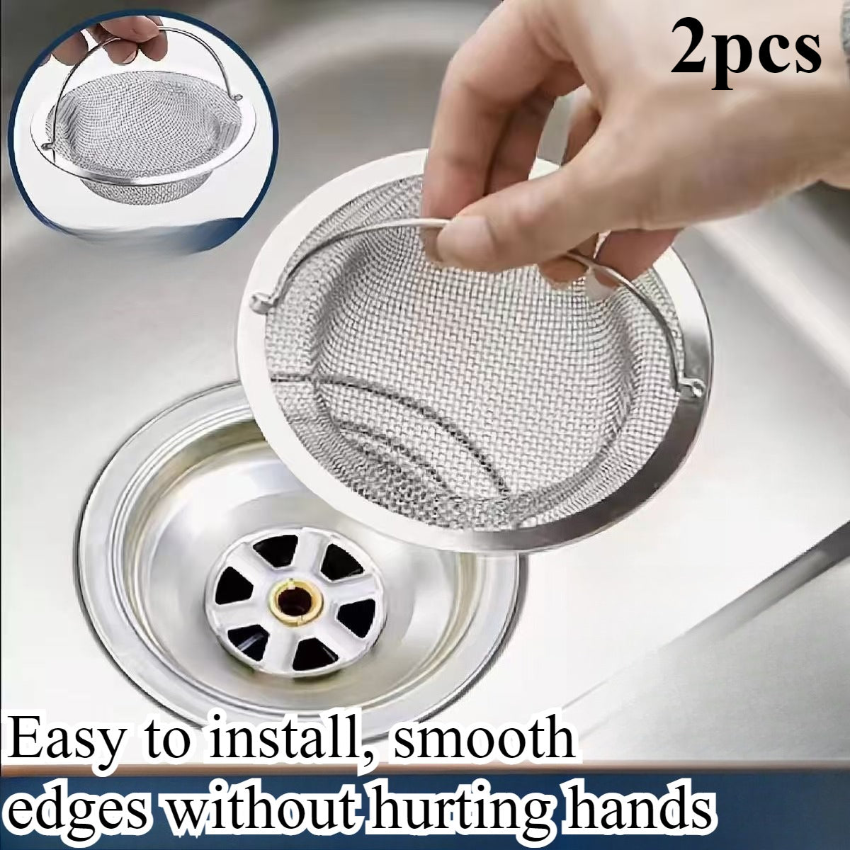 2-Pack Kitchen Drain Strainers – Anti-Clog Stainless Steel Sink Drain Traps, Fits Various Diameters, Mesh Design for Kitchen & Bathroom – Mother's Day Gift, Ideal for Easter, Valentine's Day & Birthdays