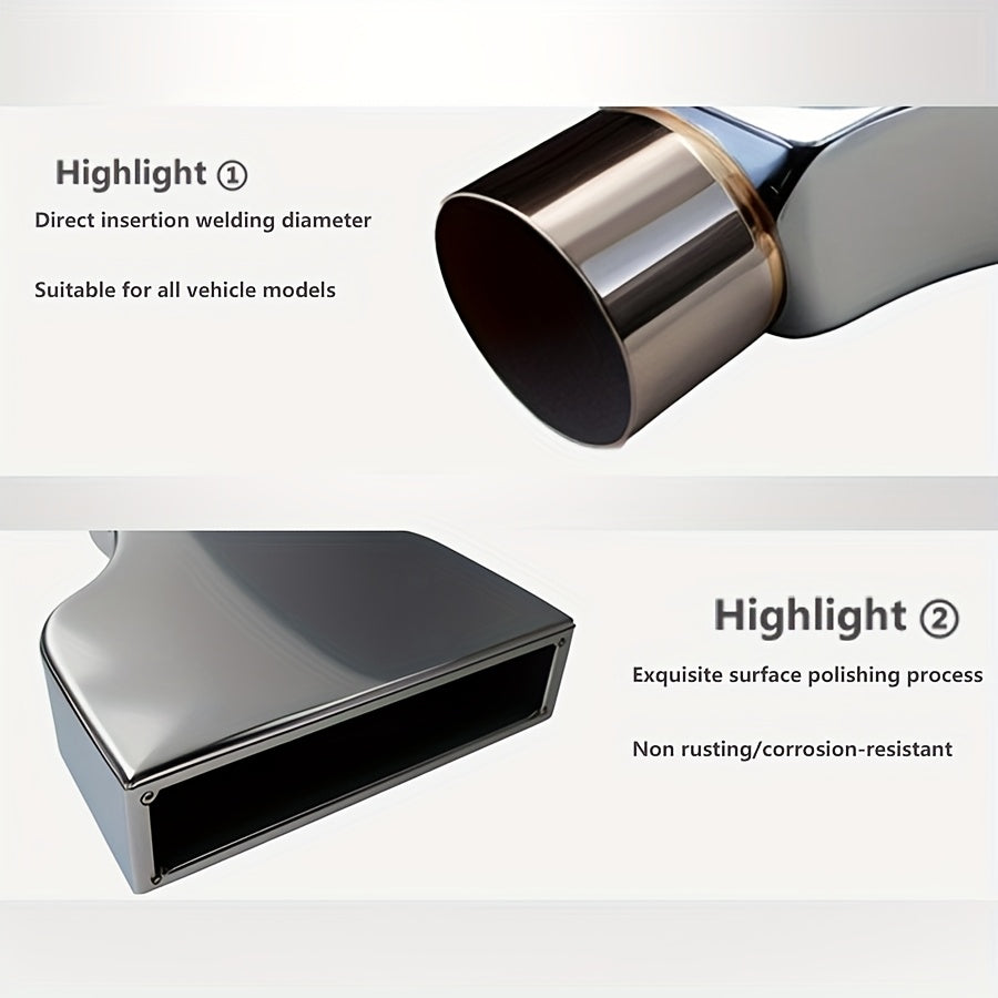 1 Car Modification Exhaust Pipe Stainless Steel Square Exhaust Tip Universal Square Outlet Exhaust Tail Pipe