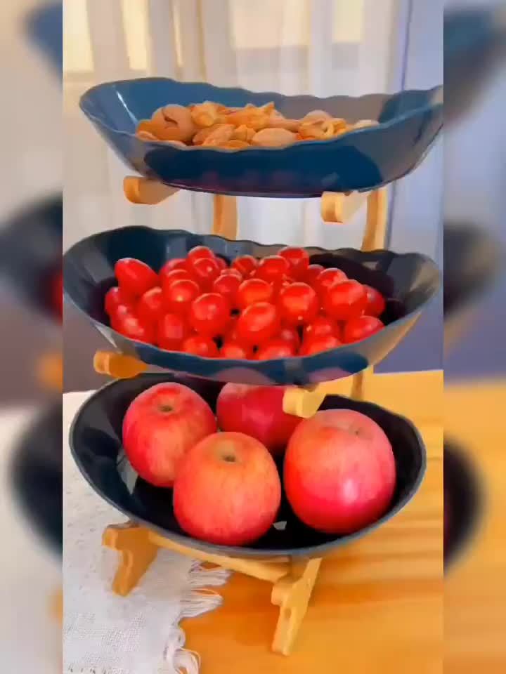 Fast Shipping, 1-Tier / 3-Tier Fruit Tray Stand, Kitchen Counter Storage Rack, Space-Saving Multi-Layer Fruit Vegetable Bowl, Suitable for Dining Table Pantry Cafe, Modern Wave Design Stylish Home Essential for Daily Cooking