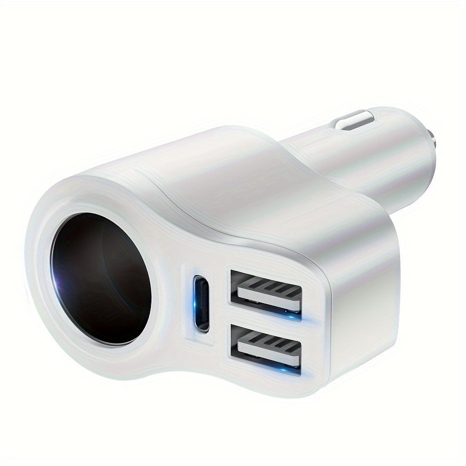 4-in-1 USB-C Car Charger, 47 Watts, Multi-Function Socket Splitter with 3 USB Ports, 12V/24V Dual USB Type-C PD Fast Car Adapter, GPS