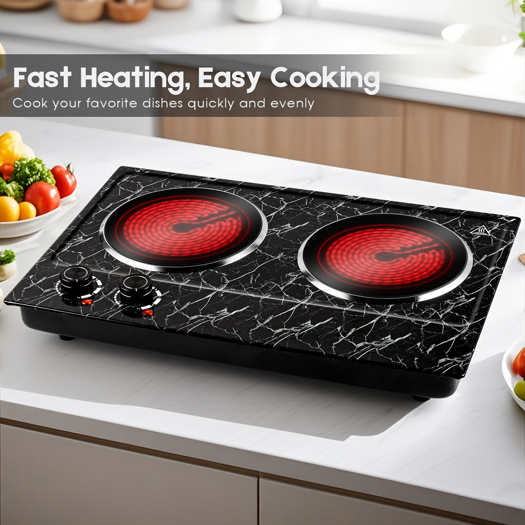 CUSIMAX Electric Hot Plate, 1800W Stainless Steel Single Burner with Temperature Control, Heats in Seconds, Perfect for RV / Home / Camping