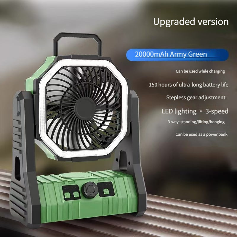 New Wireless Portable Stepless Speed Outdoor Camping Fan, Handheld Hiking Fan, Lightweight Mini Desktop Fan, Long Endurance LED Lighting Fan Lamp, Dorm Night Light, Invertible Hanging Fan Light for Fishing Camping Tent