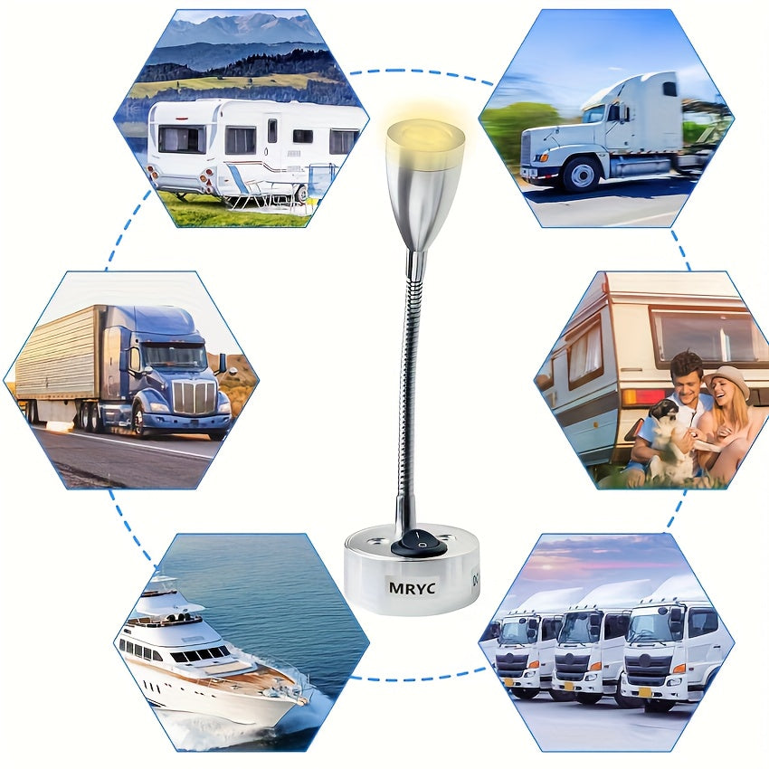RV DC12-24V阅读灯,露营车LED聚光灯内饰灯具床头灯，适用于游艇、船只、拖车、货车和房车