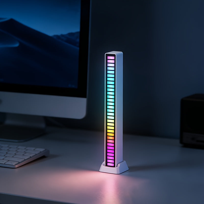 1或2个声控LED灯条 车载环境灯 节奏灯 声感应灯 USB供电 无需电池 RGB灯光效果 适用于电脑桌面 家庭音响系统 室内派对