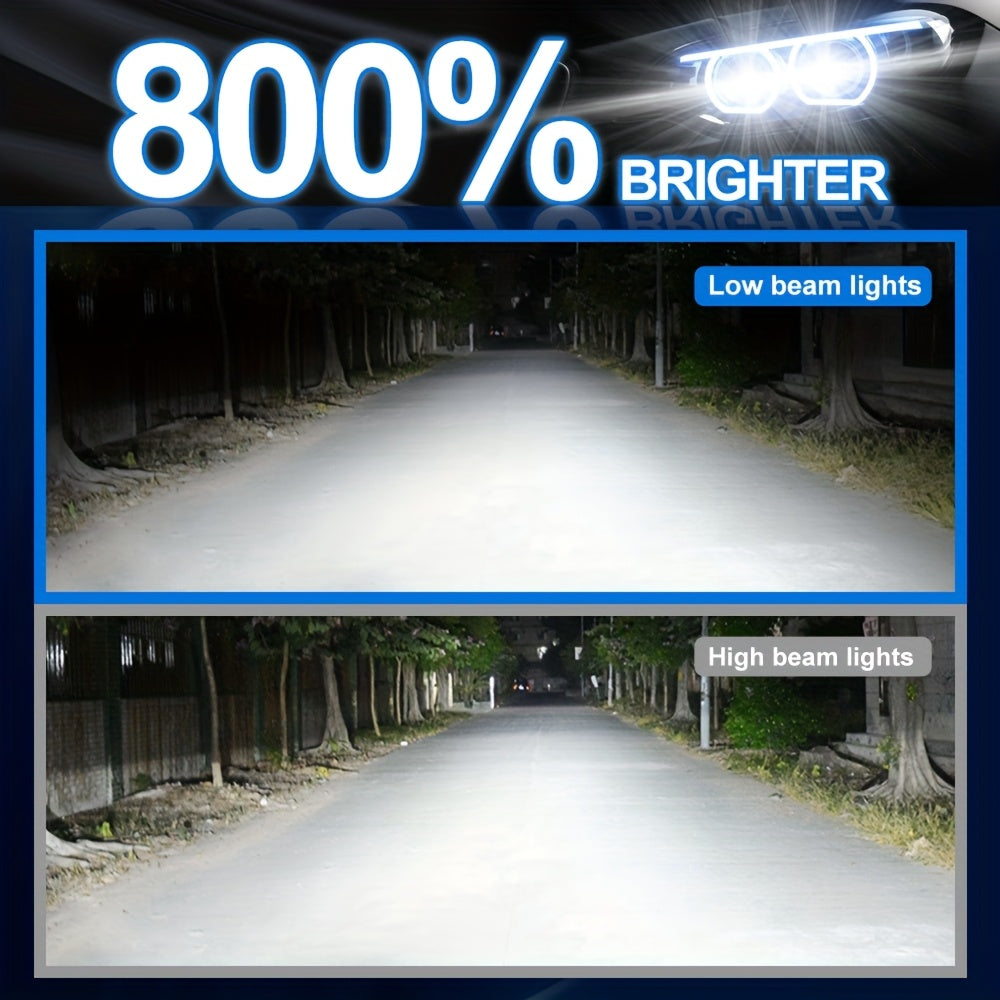 2Pcs H1 H7 H11 9005 9006 9012 H4 H13 9007 9004 LED Car Headlights, Brightness 3570 CSP Chip 6000K White Light 60000 Lumens 200W High/Low Beam Fog Light Fast Heat Dissipation