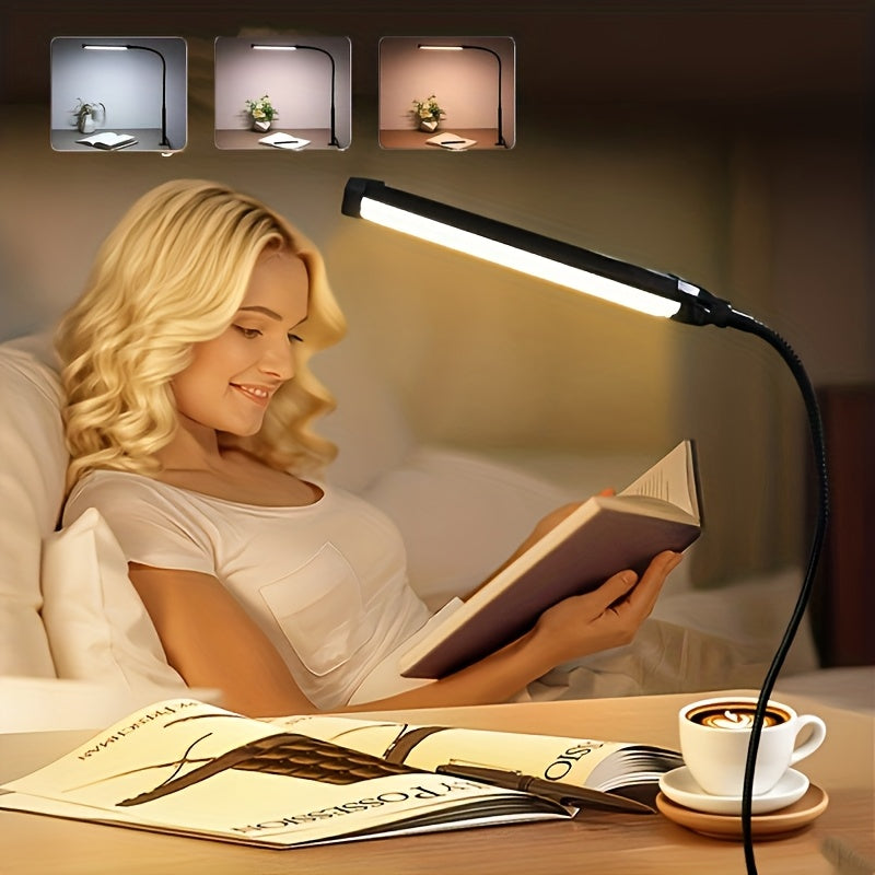 1pc USB metal stand clip desk lamp, photography fill light, adjustable height, three-color light adjustable, 360-degree metal flexible hose freely bendable, 96 LED beads, fill light clip lamp, reading light, desk lamp, night light