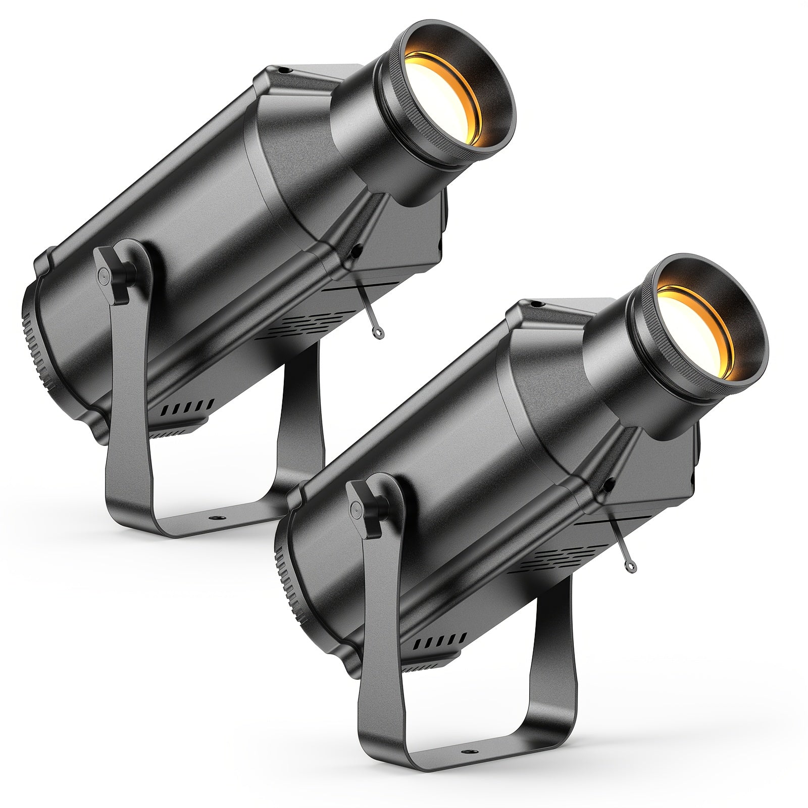Compact stage light, featuring 150W warm/cool white COB technology, adjustable 3200K to 5600K, with zoom control and DMX512 compatibility. These 6-channel manual focus LED spotlights are perfect for performances and events.