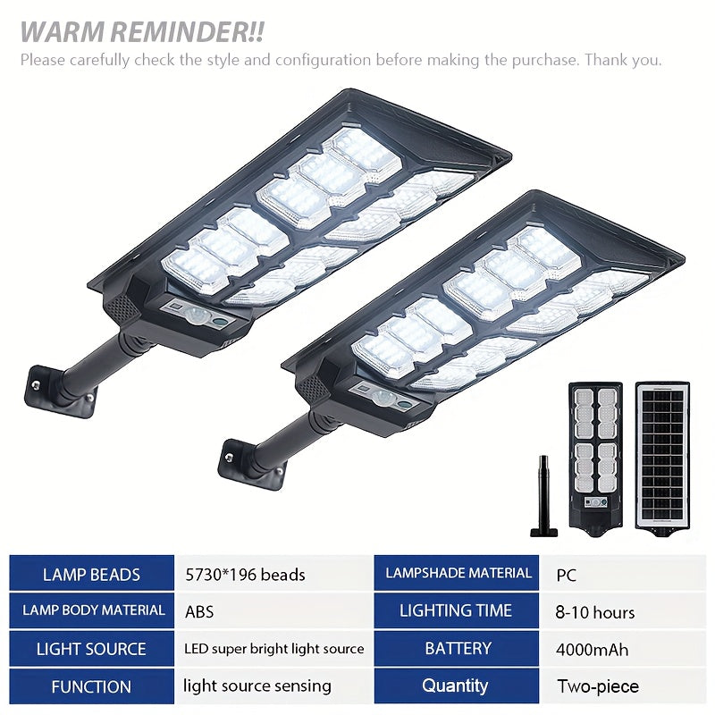 2 Pack / 1 Pack - Super Bright LED Solar Street Light, Outdoor Wall Lighting, Wide Angle Courtyard Light, with Motion Sensor and Remote Control Wall Light - Ideal for Commercial Streets, Parking Lots, Courtyards, Gardens, Garages, Farms