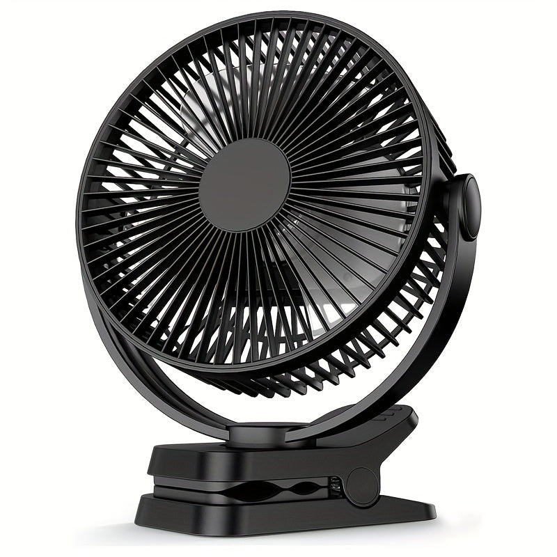 10000mAh Large Size Portable Desktop Fan, 5 Speed Levels, LED Digital Display for Power & Gear, 360° Adjustable Air Angle, USB Rechargeable Long Lasting Battery Fan for Office Camping Party Travel