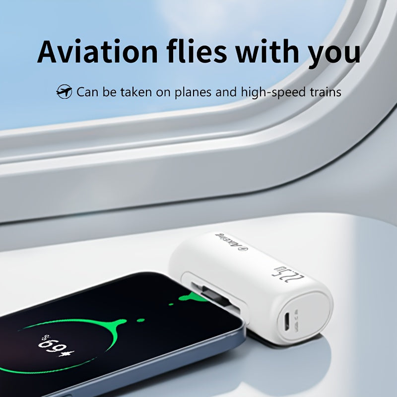 Aikeing 5000mAh 迷你行動電源，手機充電解決方案，iPhone 充電器，Type-C 相容行動電源，具備 LED 數位螢幕，適用於 iPhone 16/16 Plus/15 Pro/15 Pro Max/iPad Pro/Android 裝置