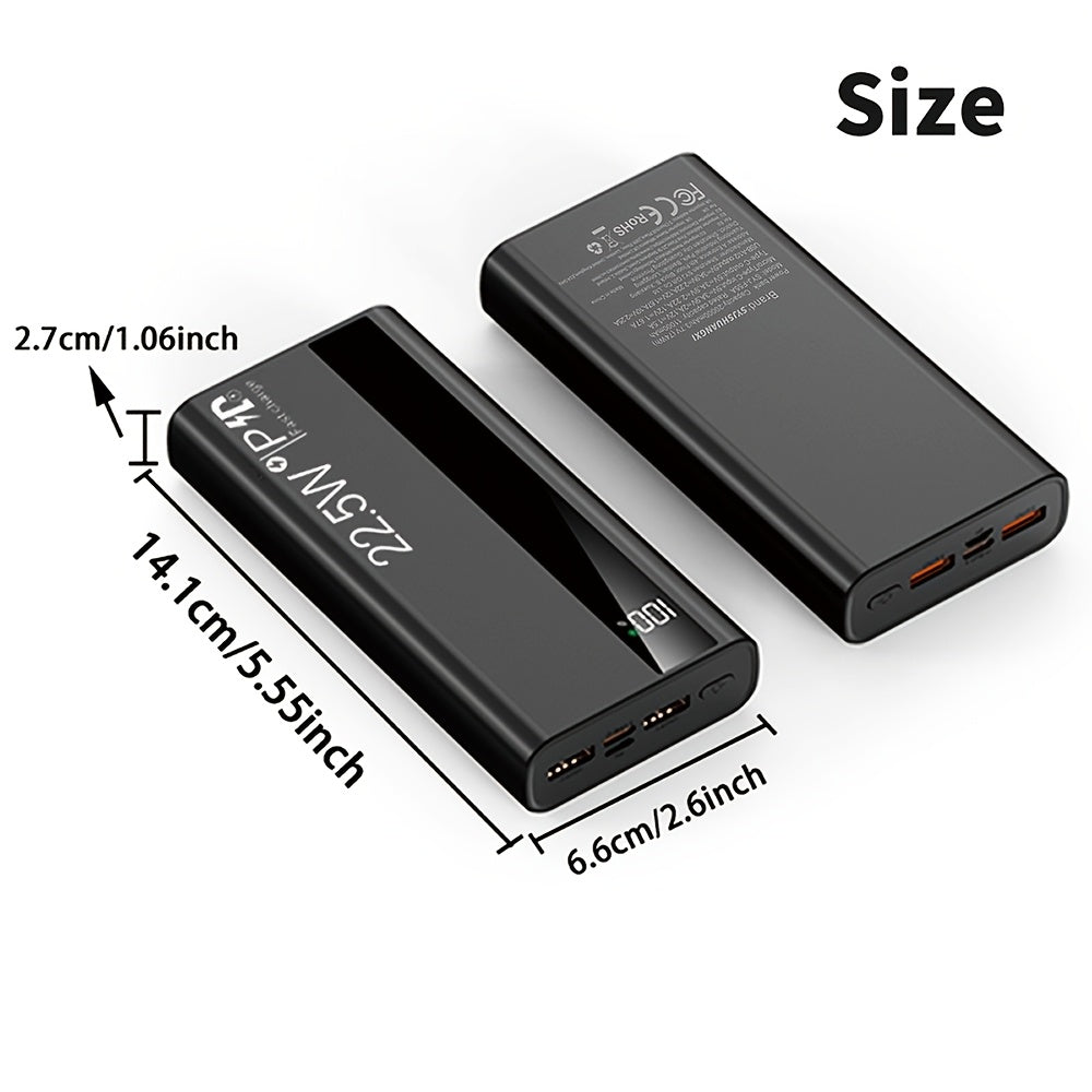 快速充電行動電源，22.5W 10000/20000mAh USB C 充電輸入輸出快速充電，PD 3.0+QC 4.0 LED 顯示螢幕手機充電包，相容於 iPhone 15/14/13/12 Pro、Samsung S21、Google/Ipad 平板等。適合送禮。