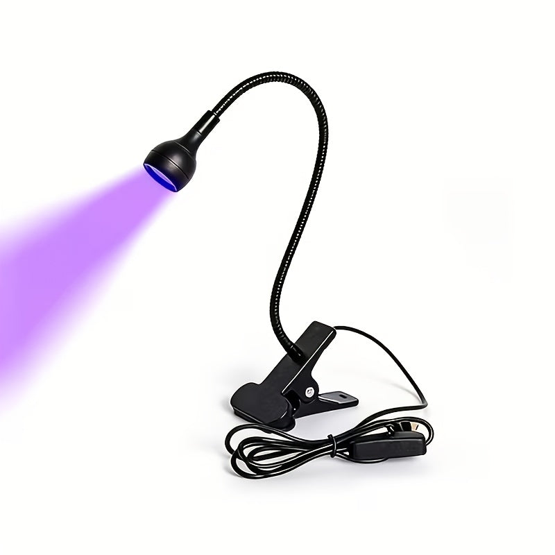 USB mini UV nail curing lamp, clip-on flexible metal tube, portable UV LED nail lamp, quick gel nail drying lamp, nail dryer, bendable positioning, small desk lamp for dorm bedroom, home DIY nail tool