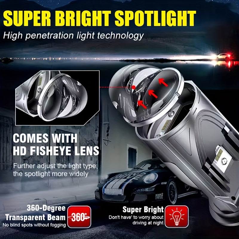 2pcs H4 LED Mini Projector Lens Headlight Bulbs H4 9003 HB2-QC0106 LED DRL, High/Low Beam Plug-and-Play Car & Motorcycle Headlights, Night Driving, Compact Design, Energy Saving Lamp, Night Commuters, Vehicle Owners