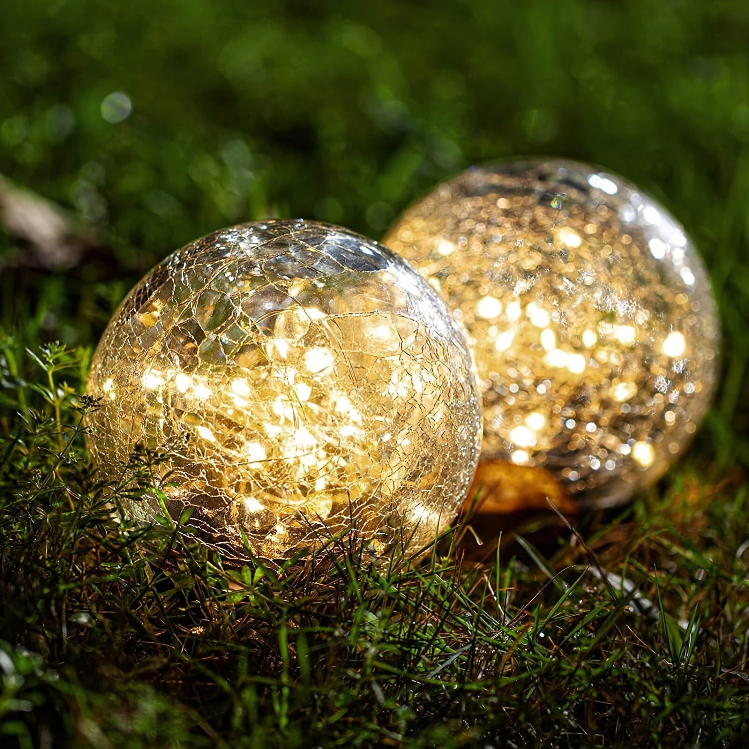 Solar Cracked Glass Sphere In-Ground Light, Outdoor Courtyard Lawn Ground Insert Light, Indoor Tabletop Ambient Decorative Light, Waterproof Landscape Light, 2-in-1 Solar Powered Night Light