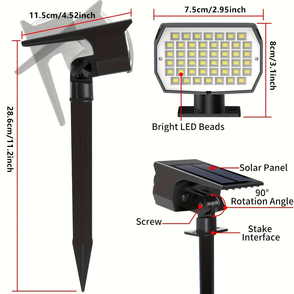 2/4/6-pack outdoor solar lawn lights, 46 LED ultra-bright solar yard lights, courtyard outdoor pathway lights, 3 brightness modes, solar spotlights, for yards, paths, courtyards, garages, lawns, pathways, cool white light. Wall light