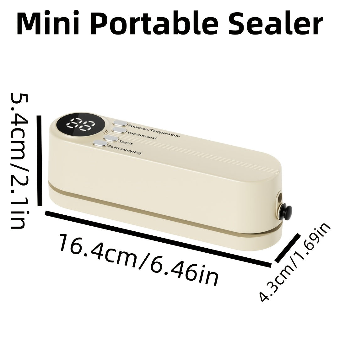 Compact Vacuum Sealer with Digital Display - Fast Sealing, Comes with Pump and Sealer Bags, for Food Preservation, Snacks, Meat, Fruits and Vegetables - Space-Saving Design Vacuum Sealer