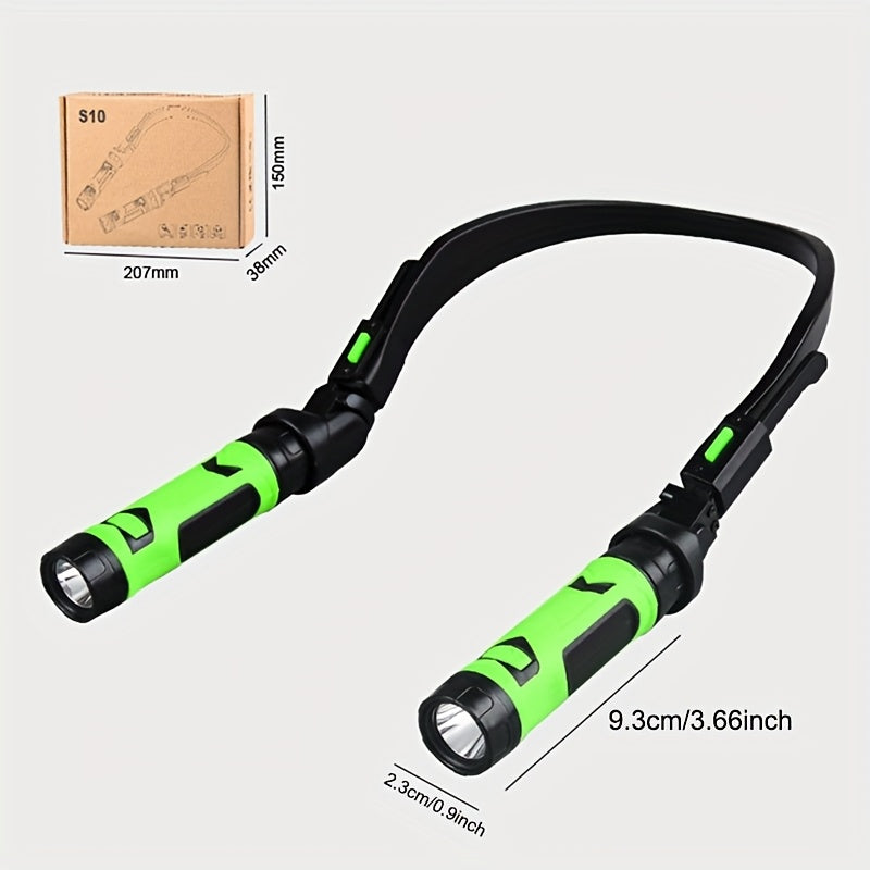 1PC MACROCOSM Hands-Free LED Neck Flashlight USB Rechargeable 380 Brightness Headlight 120° Adjustable Gooseneck Portable Light for Camping Hiking Running Dog Walking