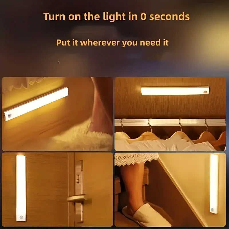 2026 hot sale rechargeable smart motion sensor light, motion sensor LED light strip, with magnetic adhesive and USB-powered smart lighting - wireless floor/ceiling/wall light/cabinet light, suitable for kitchen, wardrobe, staircase