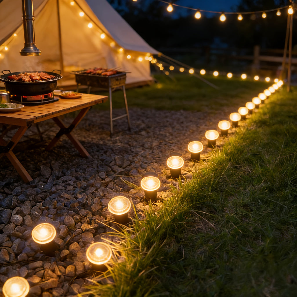 30 LED Outdoor Solar Lawn Light, IP44 Waterproof Ground Insert Lamp, String Lights for Garden Path, Patio, Lawn, Camping, Party, Wedding, Festival Decoration