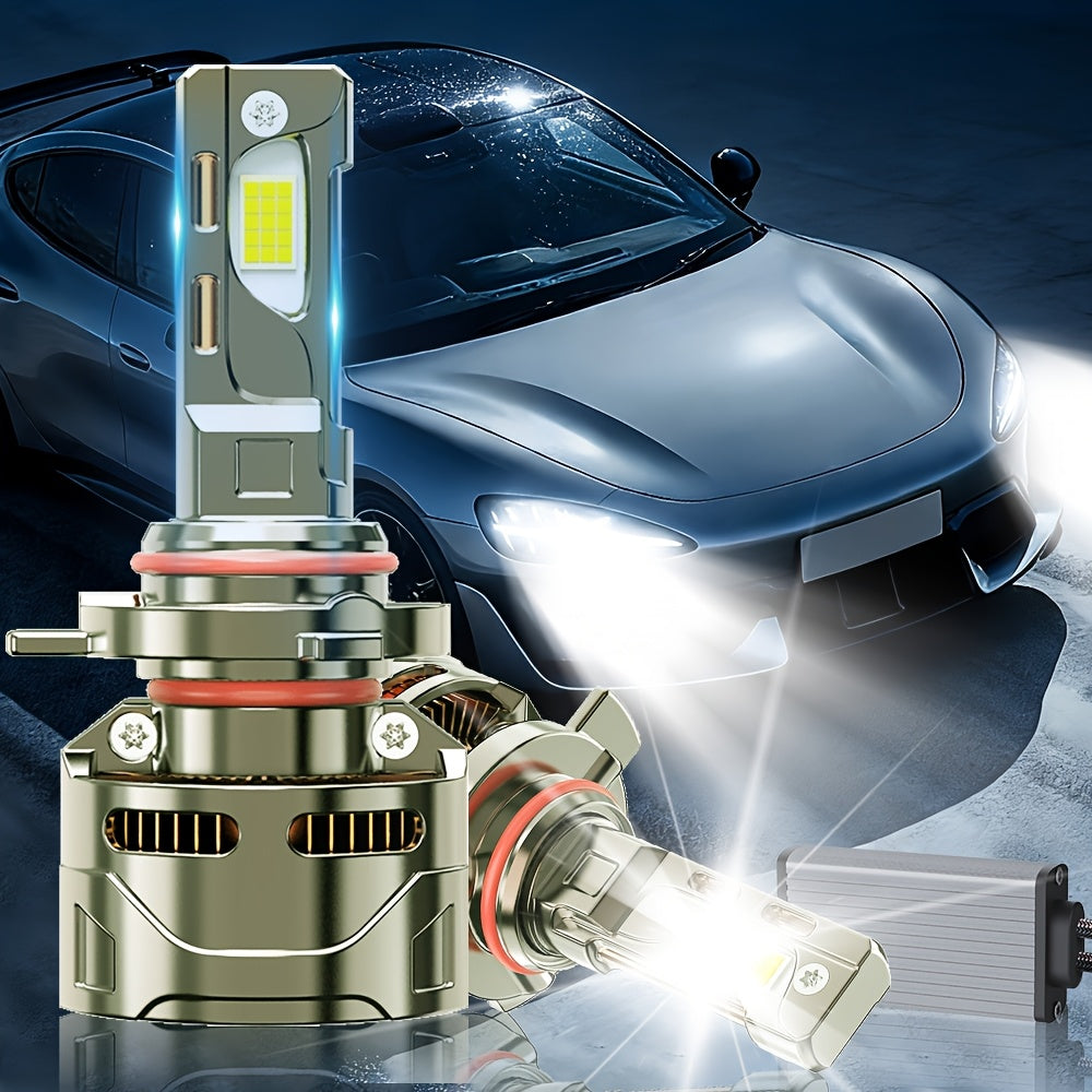 2PCS Super Bright LED Headlight Bulbs 51200LM, 300W High Power 7500K, for Motor Vehicles 9005/HB3, 9006/HB4, H11/H9/H8, H4/9003, H1, H7/H18, 9012/HIR2 Aluminum, Improves Night Driving Safety, External Driver