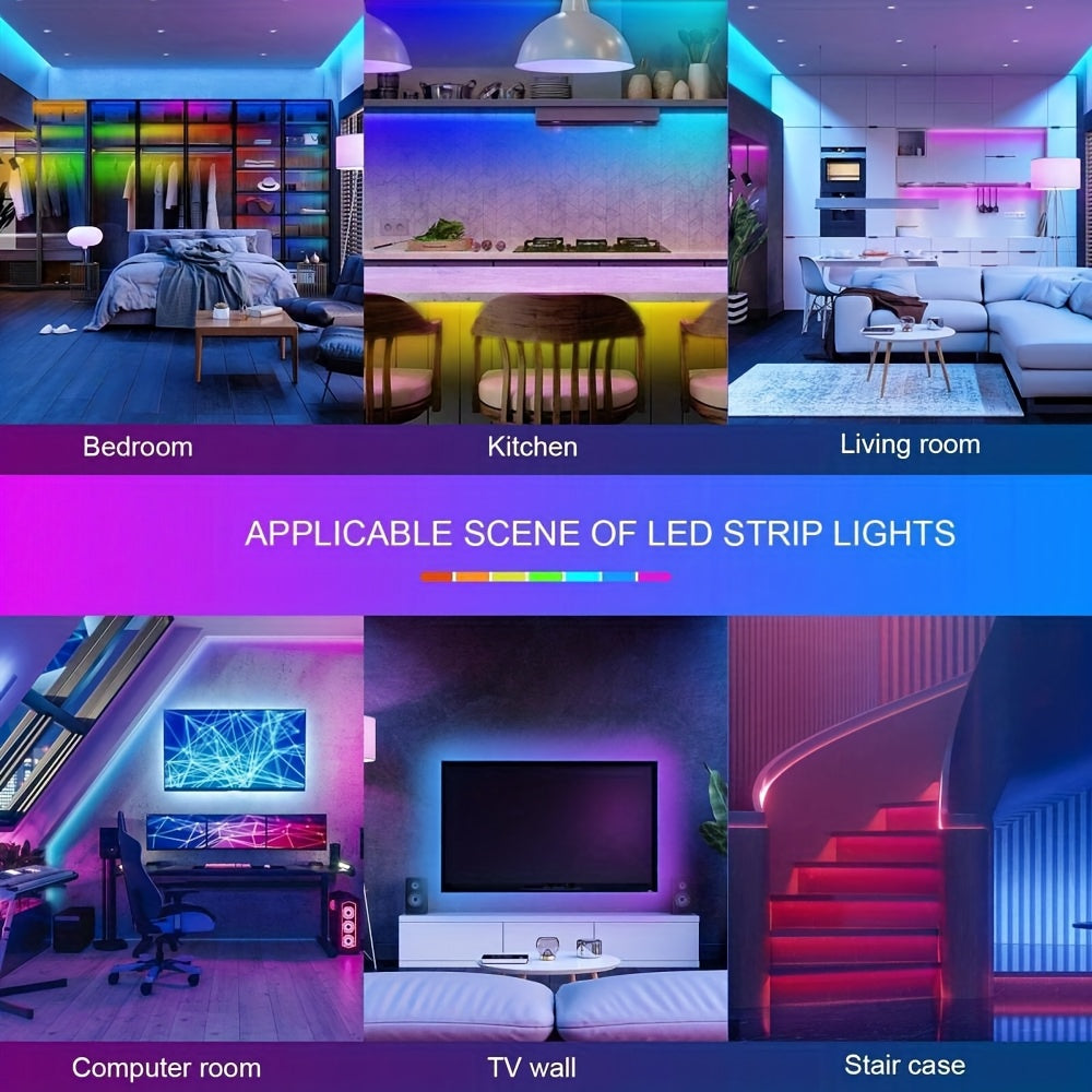 RGB 舞台氛围 LED 灯带 3.28ft‑131.23ft USB 供电 3 键控制 多色可变光 适用于派对演出婚庆节日布景 电视卧室客厅专业氛围照明