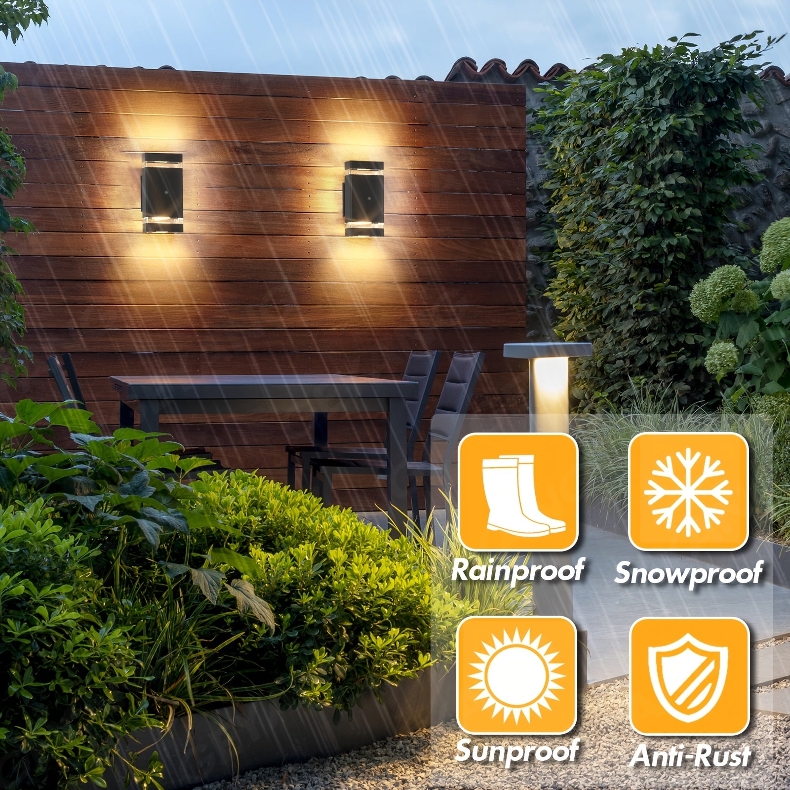 GEYANG Dusk to Dawn Outdoor Lighting, IP44 Single-Layer Square Up and Down Outdoor Wall Light, Aluminum Exterior Wall Light, Suitable for House, Courtyard, Garage, Porch, Doorway