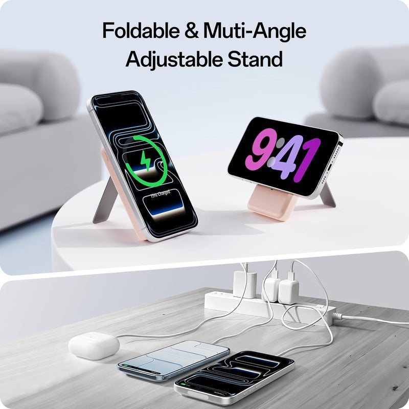 iWALK Qi2 Certified 15W Magnetic Wireless Power Bank, 10000mAh Portable Charger with Adjustable Stand LED Display, Fast Charging for iPhone 16 15 14 13 12 Pro Pro Max Plus Mini