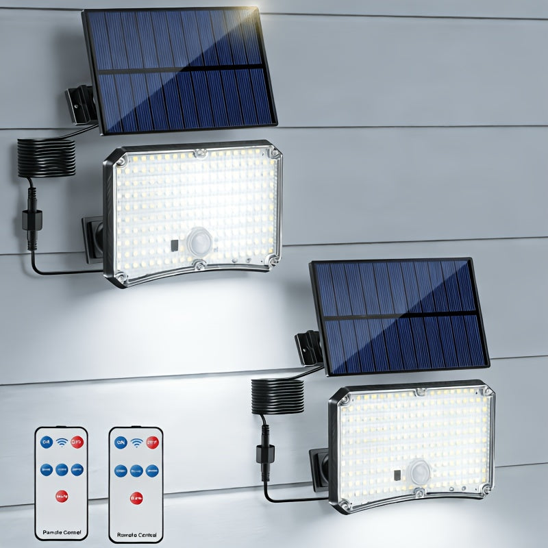 200 LED Solar Split-Type Light with Remote Control and Sensor IP65 Outdoor Landscape Light Separate Panel Security Floodlight for Garden Courtyard - 2 Pack