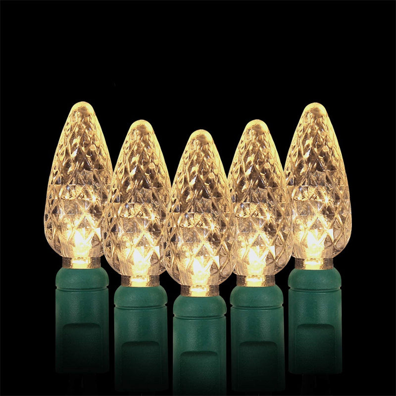C6 灯泡圣诞灯带计时器 - 50 LED 16.4 英尺草莓电池串灯，用于室外室内 - 迷你照明装饰庭院花环花环派对圣诞树圣诞装饰品