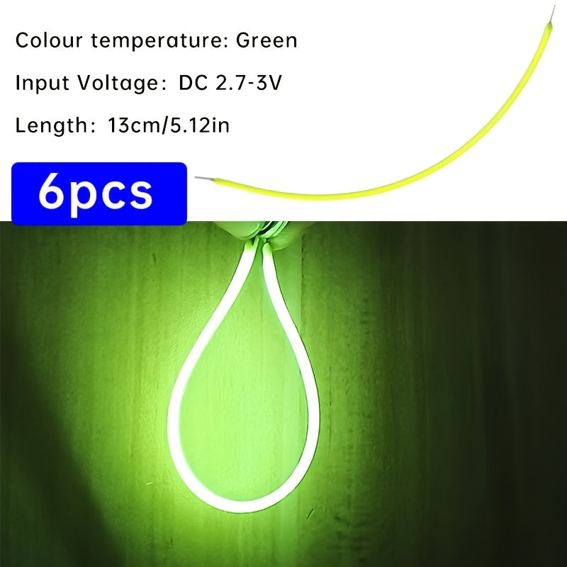 6条柔性LED灯带 - 暖光、红色、绿色、蓝色、粉色 | 38mm/130mm/300mm螺旋灯泡，适用于DIY与装饰 | 电池供电（DC3V） | 强光可弯曲，适合厨房/客厅/书桌