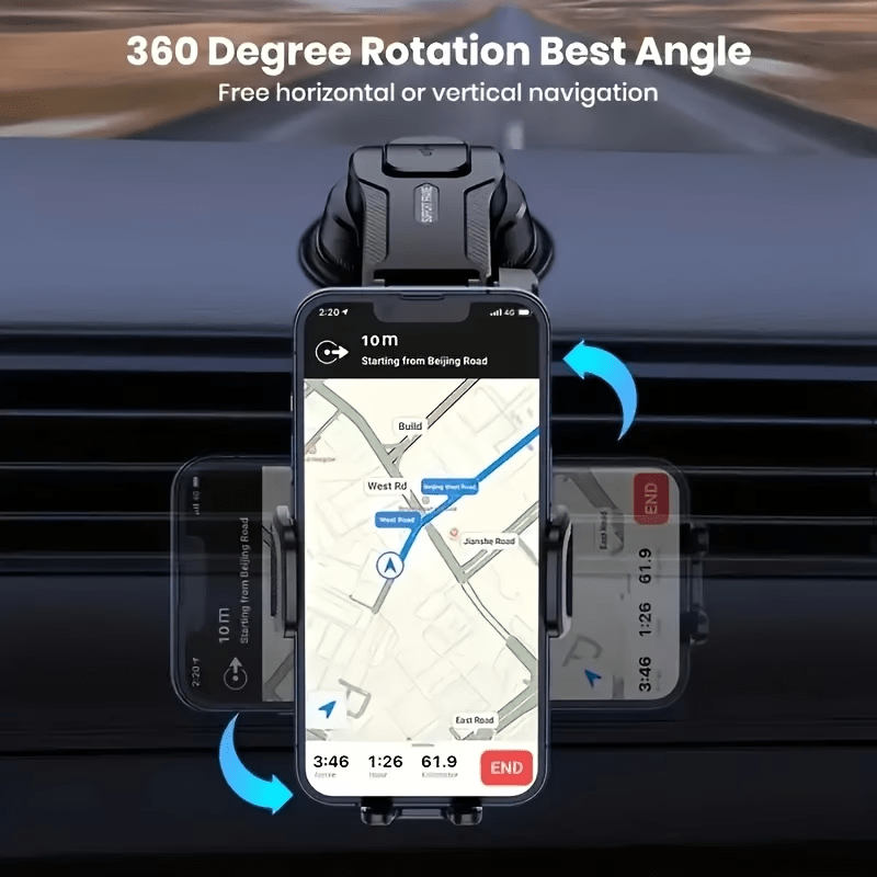 [Super Strong Suction Car Phone Mount] Heavy-Duty Ultra-Strong Suction Cup Dashboard Car Phone Holder, Compatible with iPhone & All Smartphones