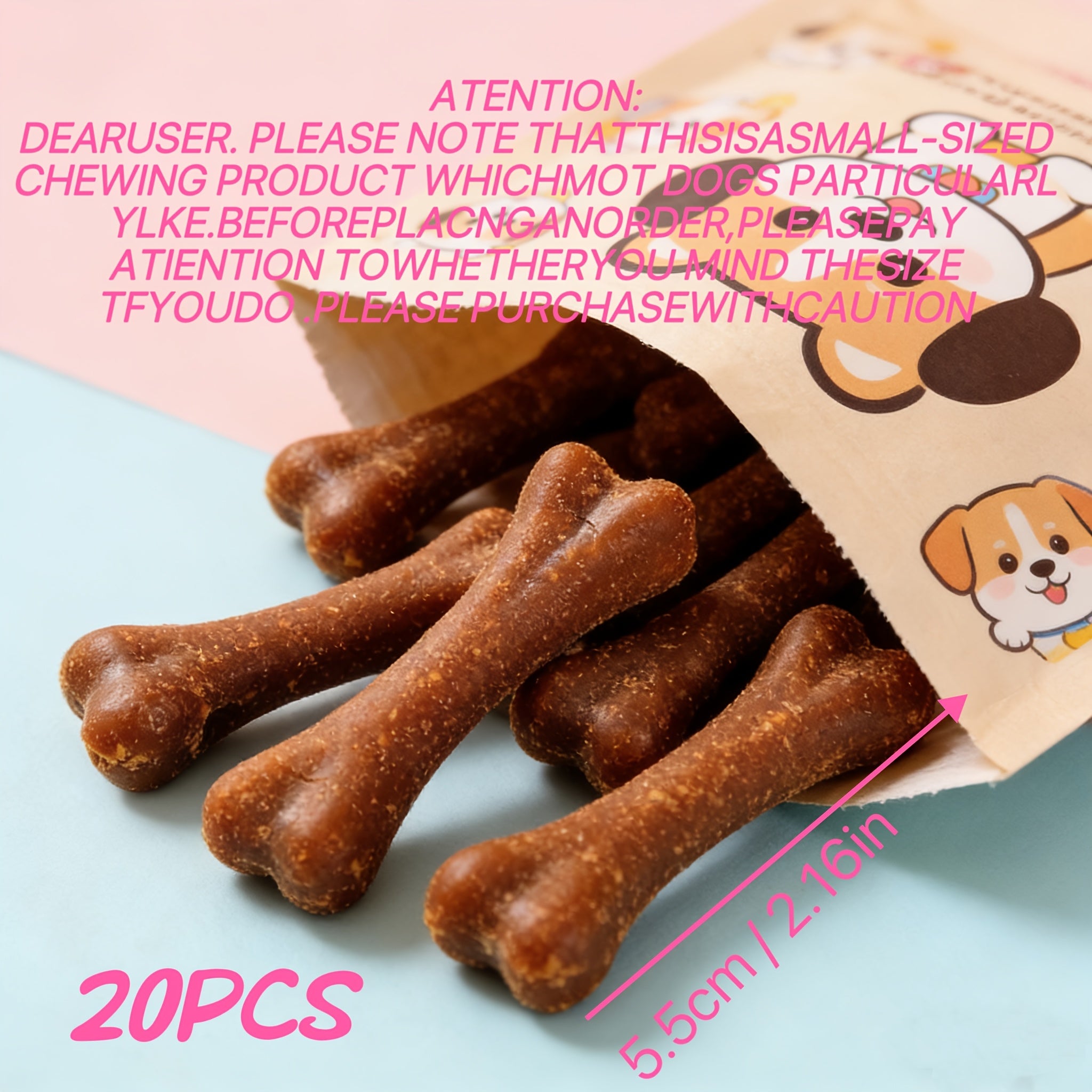 20pcs牛肉味狗狗磨牙棒-狗狗喜欢的磨牙棒，狗狗咀嚼玩具，狗狗洁牙棒，狗狗洁齿棒，狗狗解压玩具适用于所有狗狗，小牙齿健康咀嚼玩具，缓解压力无毒安全聚乙烯材料
