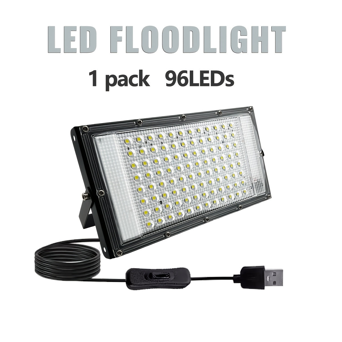 96 LED USB White Flood Light, with Switch and 66.9-Inch Power Cord, Low Voltage 5V, USB Plug, Desktop or Wall Mount, Suitable for Workshop/Warehouse/Studio Desk Office Lighting