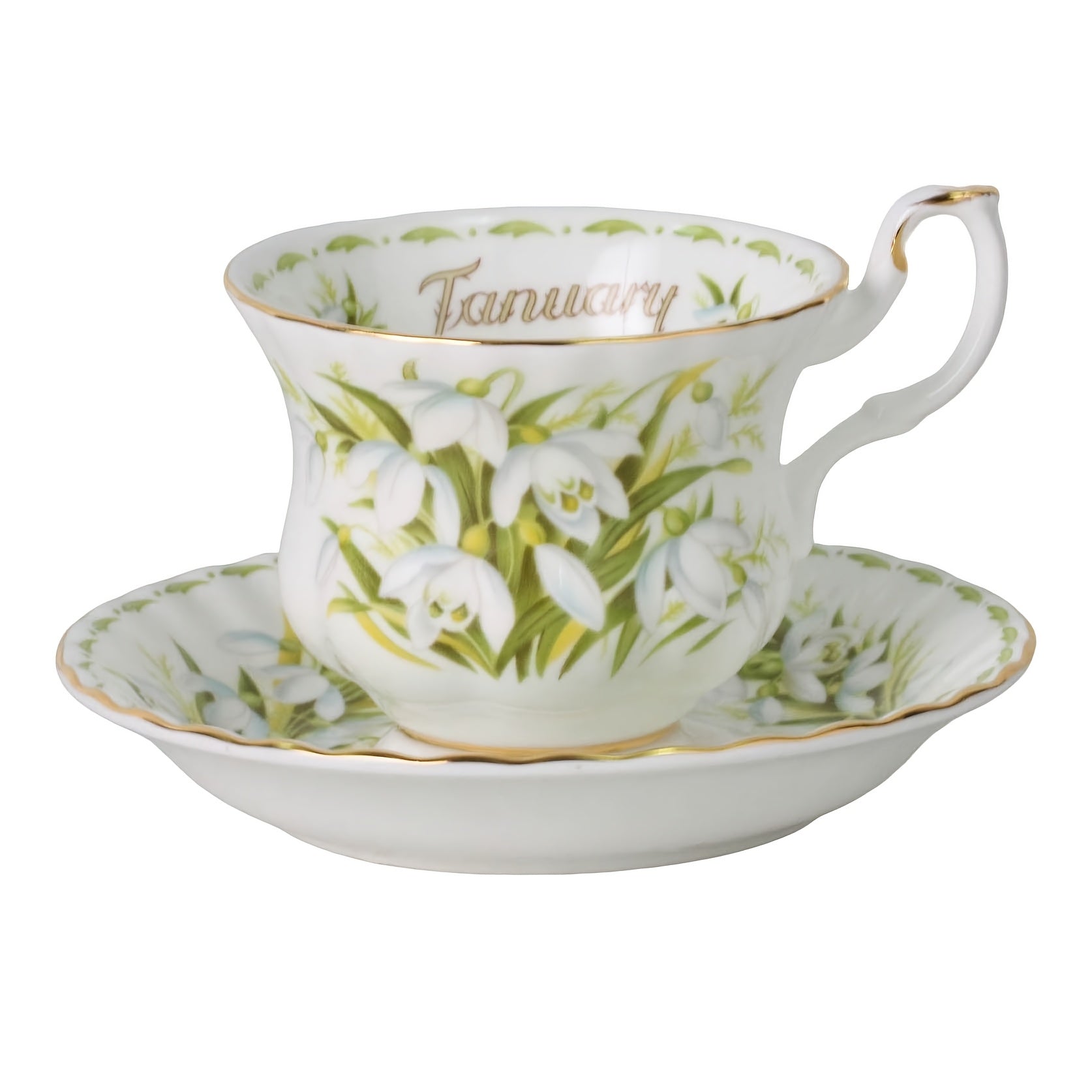 1pc Elegant Twelve Months Flower Tea Cup & Saucer, 6oz Vintage Bone China Coffee Cup & Saucer, Easy to Clean – Perfect for Afternoon Tea Parties, Birthday Parties, Birthday Gifts, Valentine‘s Day Gifts