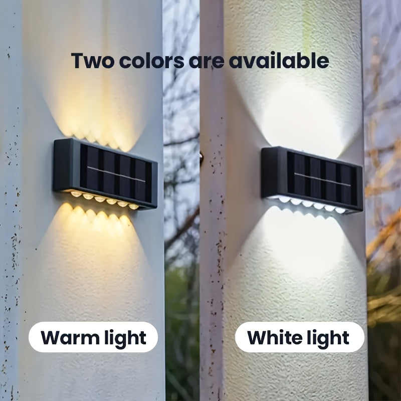 One-Piece Solar Wall Light, Wall Light Lighting Fixture, for Outdoor Wall Decoration and Ambient Lighting, Black Housing Up and Down Wall Light