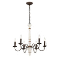 Vintage white and rust finish pendant light, with 6-light E12 sockets, bulbs not included, suitable for dining room, foyer, kitchen, bedroom, living room, conference room and home office