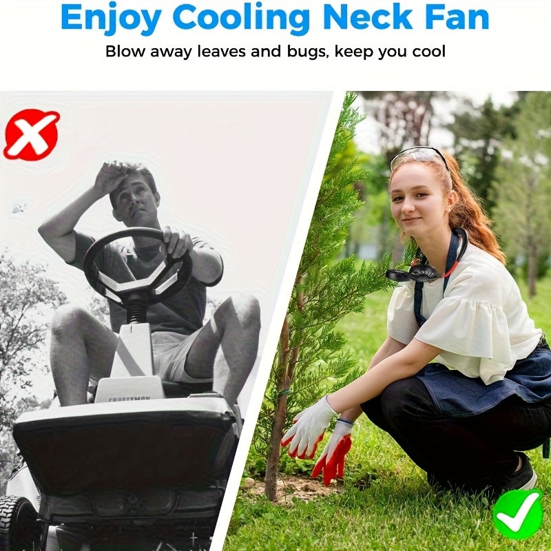 Upgraded Portable Neck Fan, Foldable Hands-Free Wearable Hanging Neck Fan, 360° Rotation Ultra Quiet Strong Airflow Head Cooling Fan with Long Battery Life, Ideal for Sports Office Home Outdoor Travel
