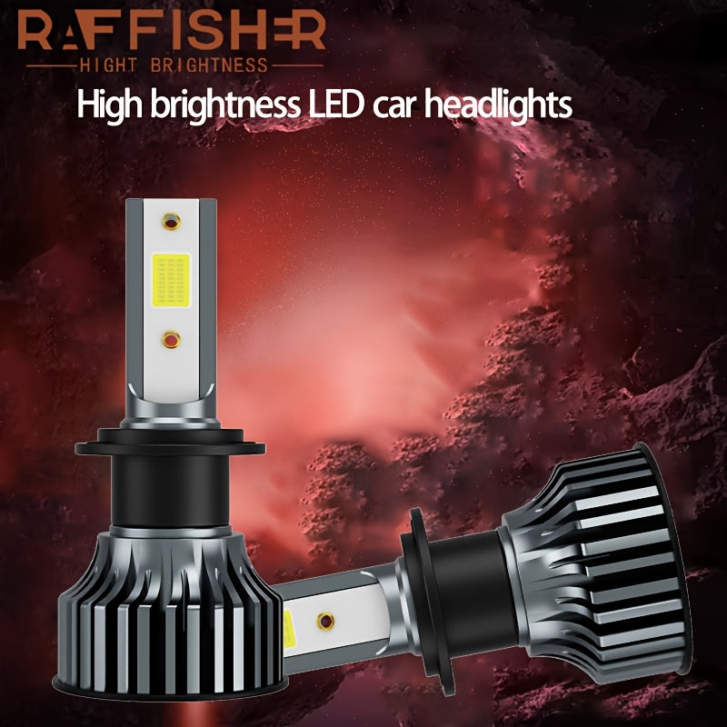 RAFFISHER 2-Pack H4 H7 LED Headlights, 480W High Power, 50000LM Brightness, Compatible with Canbus and Various Models Including H1, H11, H8, H9, HB3 9005, HB4 9006, 12V, 6000K Turbo Light, for Vehicles
