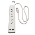 US Standard Six-Outlet Surge Protector with 3ft Cord, Two USB Charging Ports, DC 5V/2.1A Fast Charging, with Switch, 3*14AWG Heavy-Duty Wire, Two Wall-Mounting Holes on the Back, Suitable for Apartments, Homes, and Offices