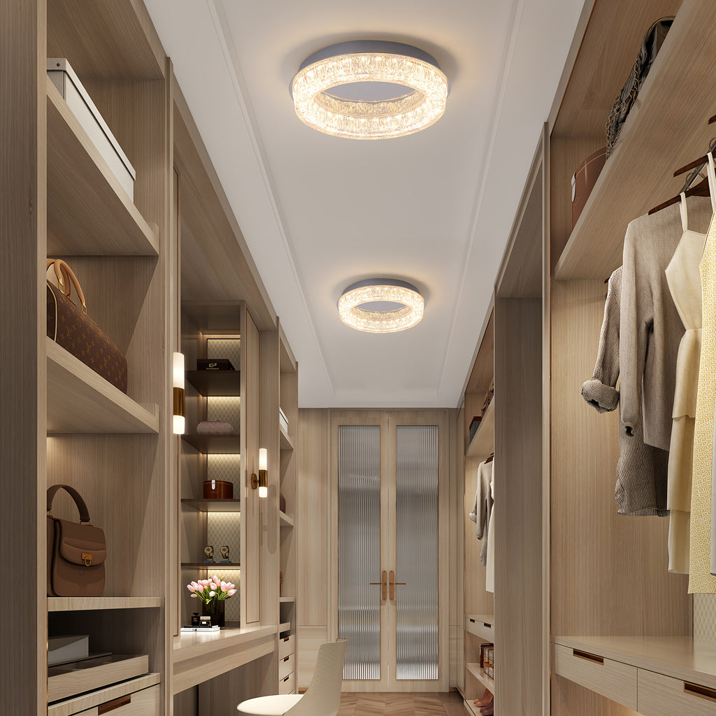 Gainid recessed ceiling light 12.2-inch modern LED ceiling light, round LED fixture with acrylic lampshade, suitable for bedroom, kitchen, foyer, hallway, entryway, chrome material, 3000K color temperature