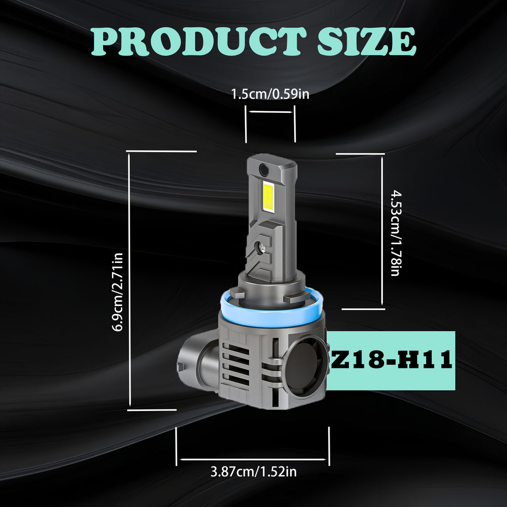 2-Pack H11 HD Super Bright Car Lights CSP Chip 12V 6000K LED Headlight Fog Light, with Built-in Fan, Aluminum Housing, No Battery Needed, Easy Installation, Fits Most Car Models